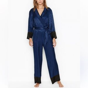 Victoria's Secret Gorgeous Satin Zebra Print Tie Waist Lounge Jumpsuit